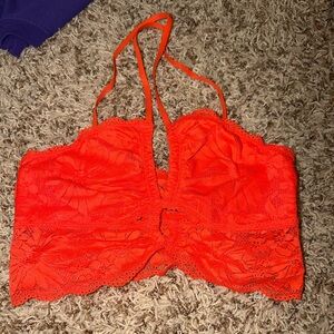 aerie Orange Lace Bralette Halter